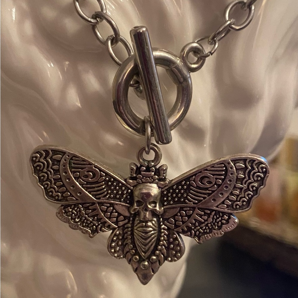 Deaths head moth toggle necklace